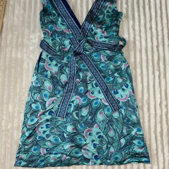 H&M Blue Sleeveless V-Neck Mini Dress peacock - Picture 5 of 7